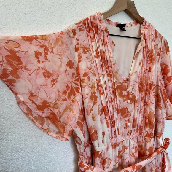 Torrid Midi Chiffon Ruffle Neck Pintuck Dress- size 2 - Picture 11 of 14